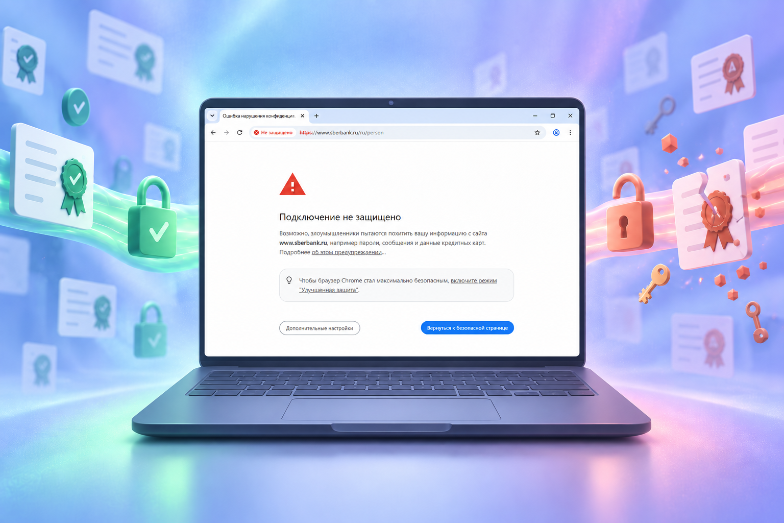 «Ваше подключение не защищено»: как работают сертификаты безопасности сайтов и когда вкладку следует закрыть