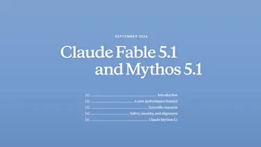Заголовок Claude Fable 5.1 and Mythos 5.1 и оглавление на синем фоне.