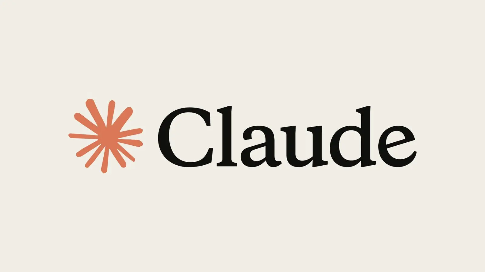 Логотип Claude: оранжевый лучистый знак и надпись Claude черным шрифтом.