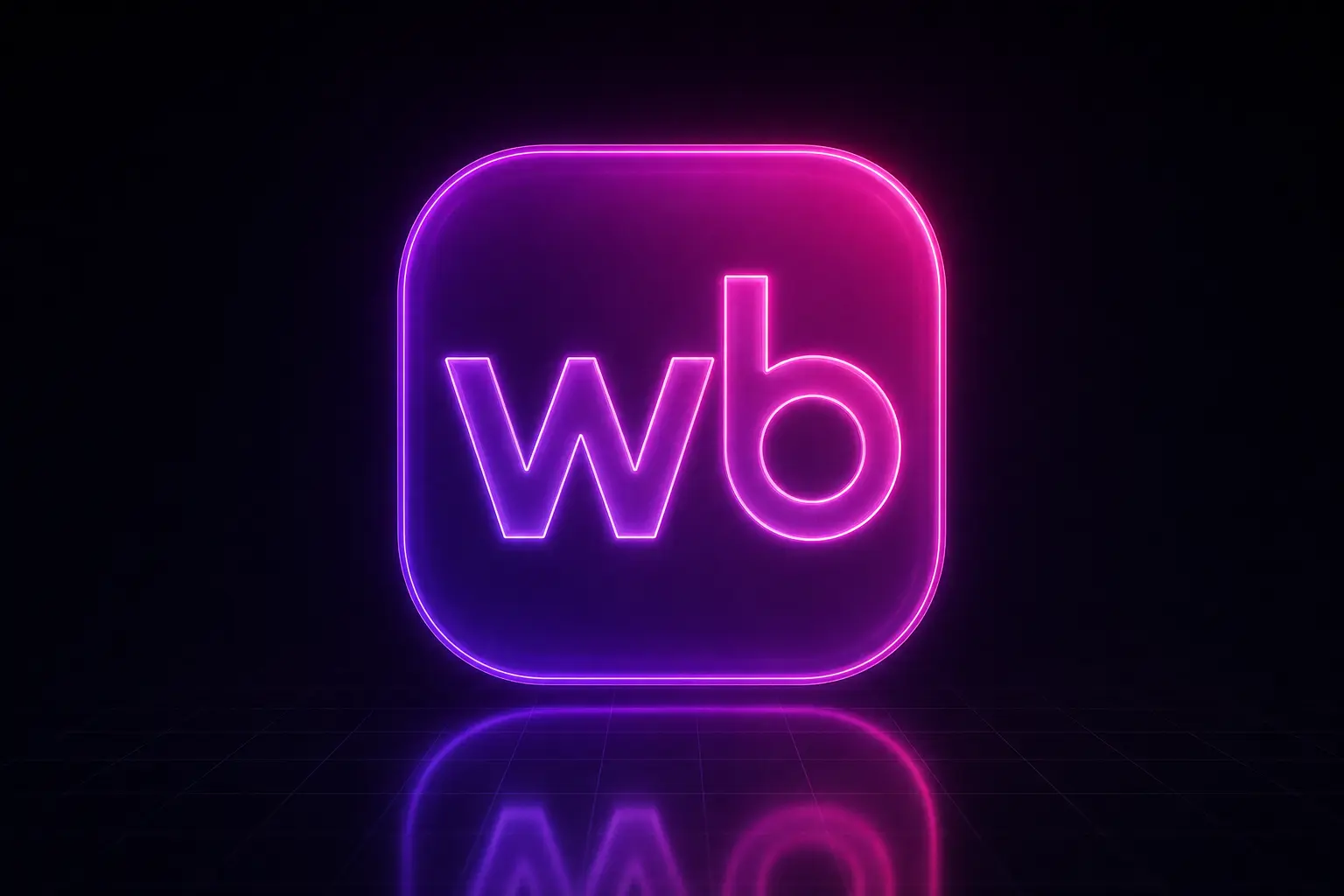 Логотип мессенджера WB Chat с неоновым свечением на темном фоне