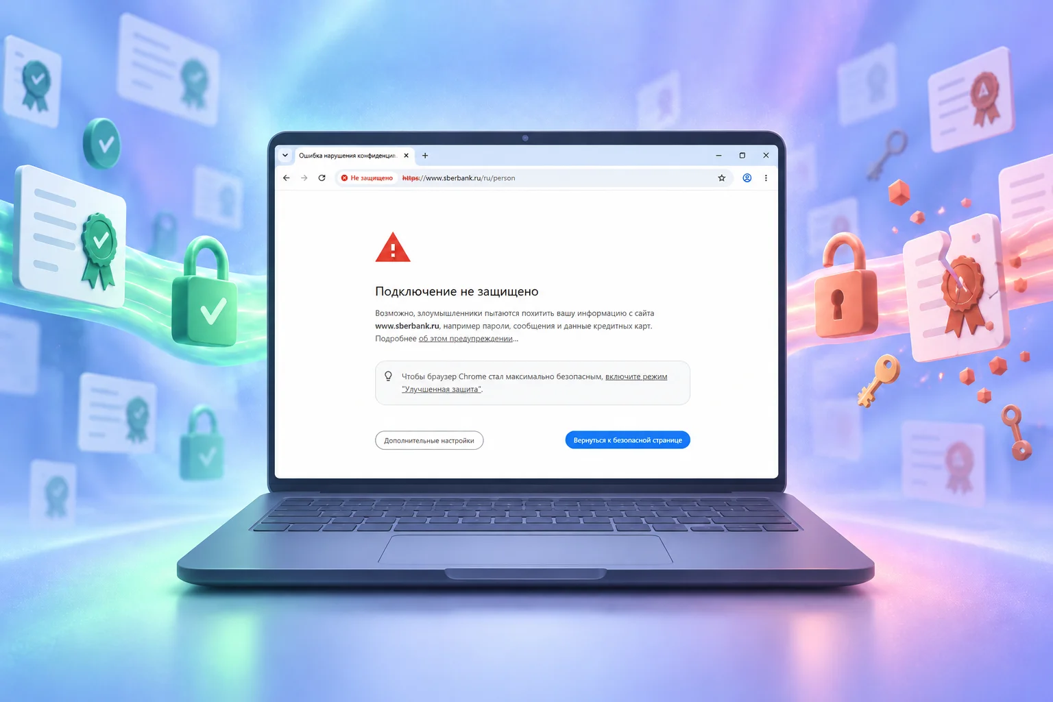 «Ваше подключение не защищено»: как работают сертификаты безопасности сайтов и когда вкладку следует закрыть