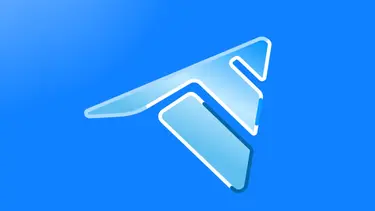 Логотип приложения Telega на синем фоне