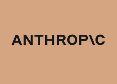 Логотип компании Anthropic черным шрифтом на бежевом фоне.