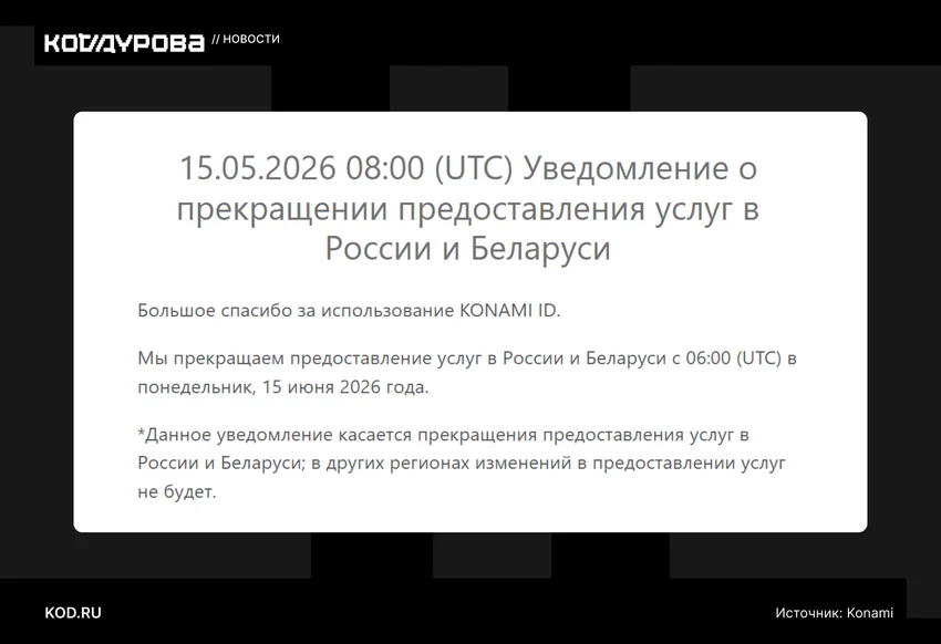 Уведомление о прекращении предоставления услуг в России и Беларуси