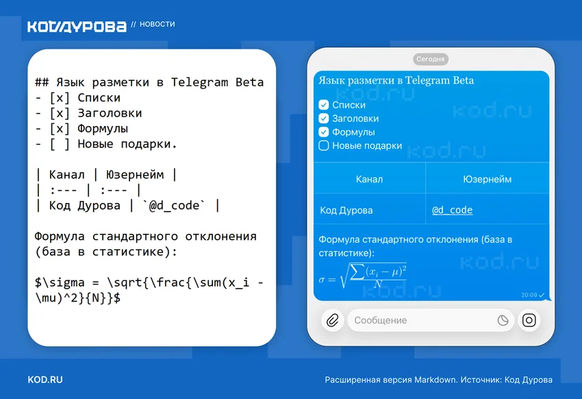 Бета-версия Telegram для iOS начала поддерживать Markdown