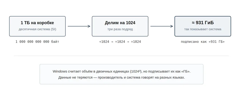 Бит и байт: сколько бит в байте и почему 1 ТБ превращается в 931 ГБ