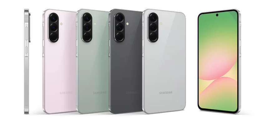 Смартфон Samsung Galaxy S25 FE в розовом, зеленом, сером и белом цветах.