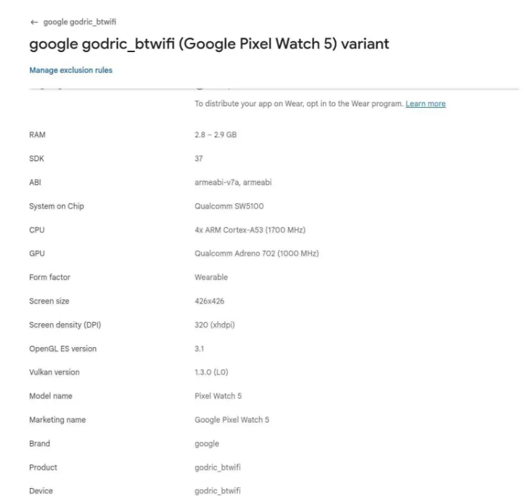 В сеть утекли характеристики новых умных часов Pixel Watch 5