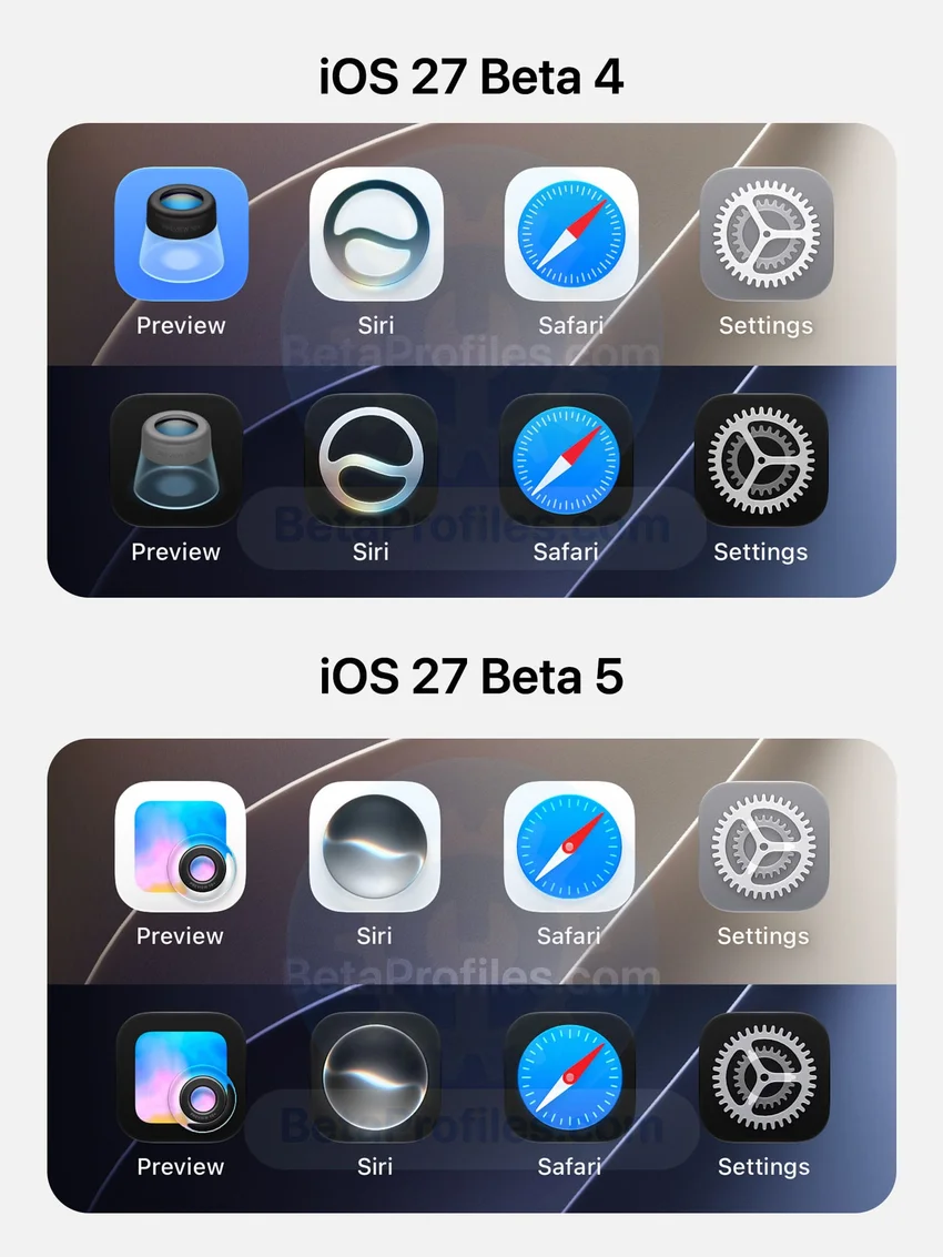Что нового в iOS 27 beta 5: новые стеклянные иконки, апдейты Siri и поиска
