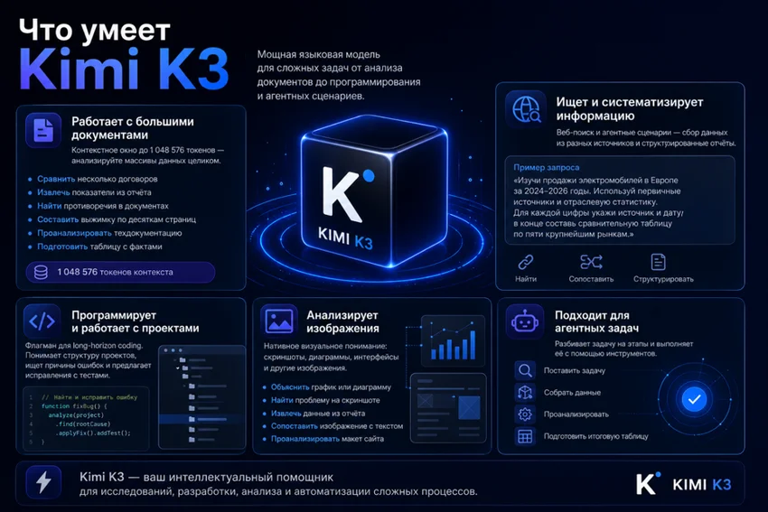 Kimi K3: обзор нейросети, тесты и инструкция по запуску в России