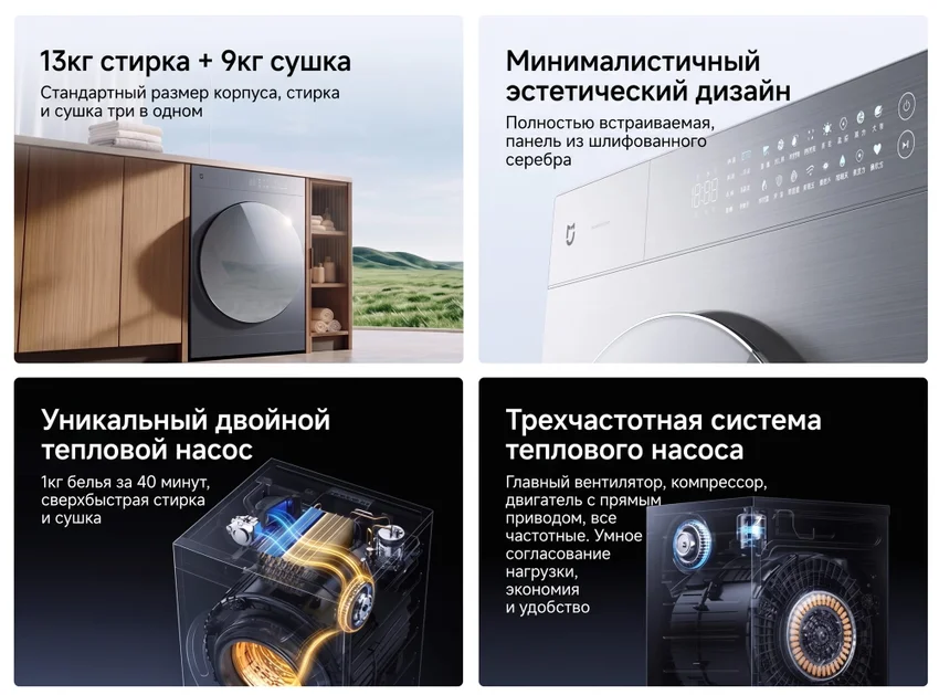 Xiaomi выпустила свою первую стирально-сушильную машину с тепловым насосом