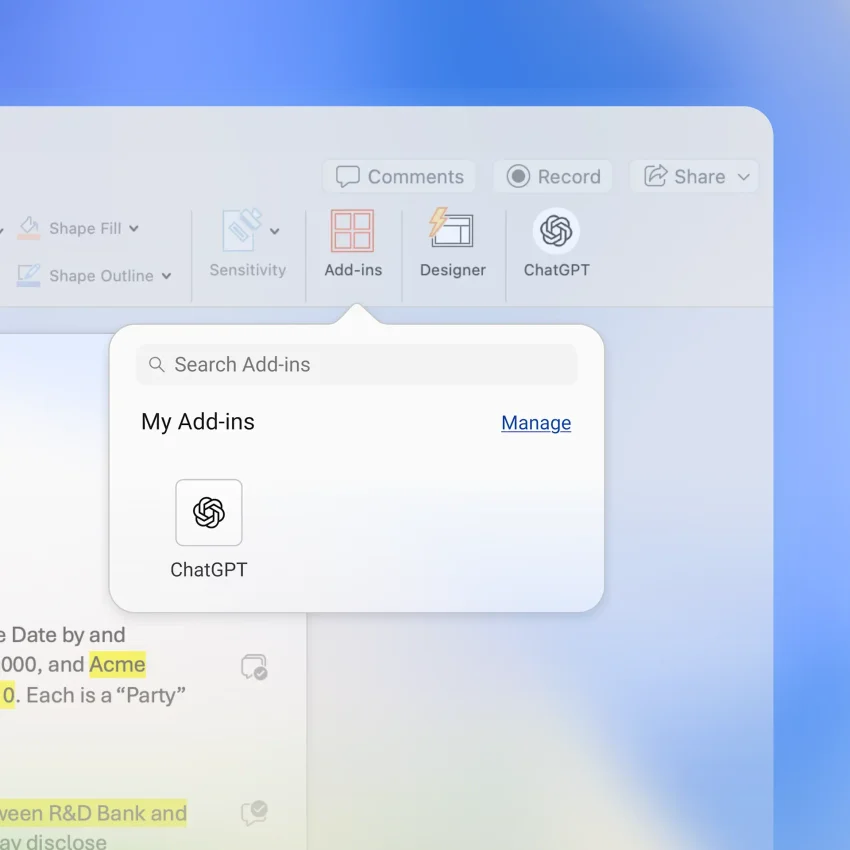 OpenAI выпустила плагин ChatGPT для Microsoft Word