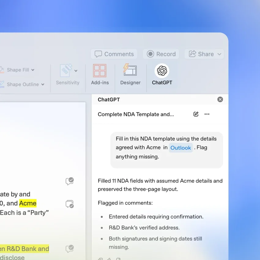 OpenAI выпустила плагин ChatGPT для Microsoft Word