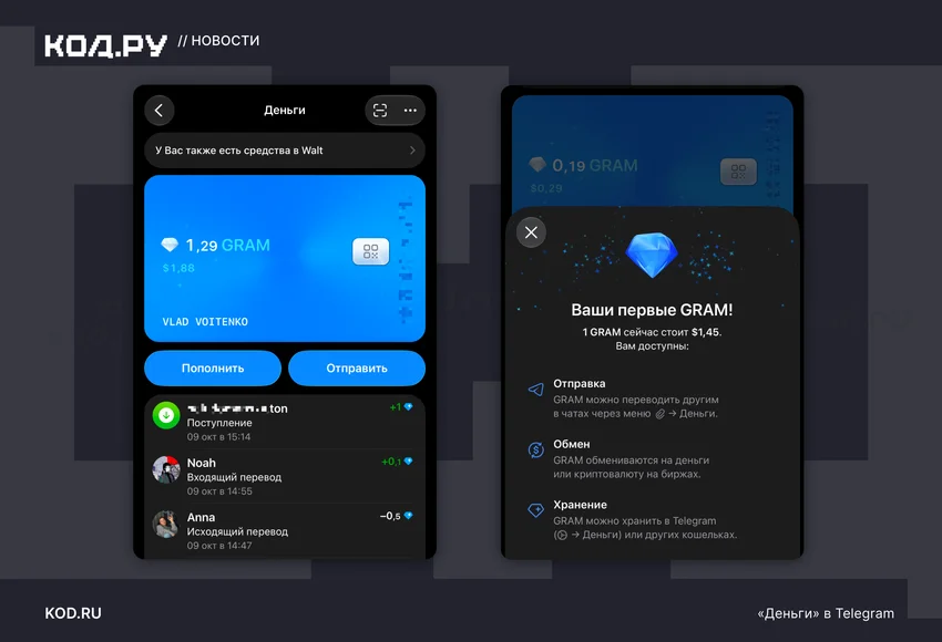 Telegram запустил криптокошелёк «Деньги»: вот так он работает