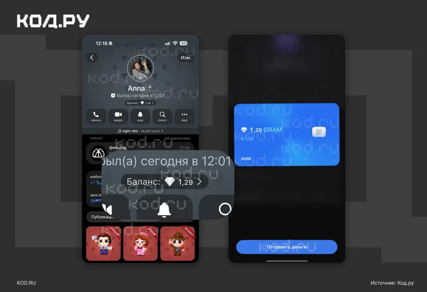 Telegram начал показывать баланс криптокошелька в профилях пользователей