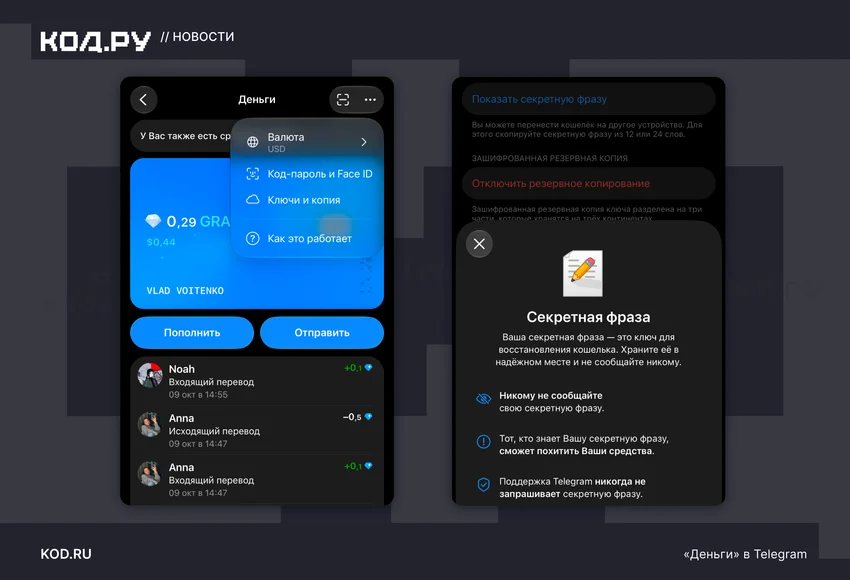 Telegram запустил криптокошелёк «Деньги»: вот так он работает