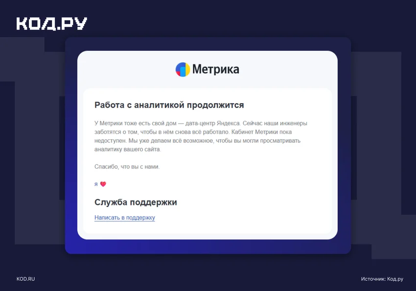 Яндекс Метрика снова начала отдавать данные после атак на дата-центры