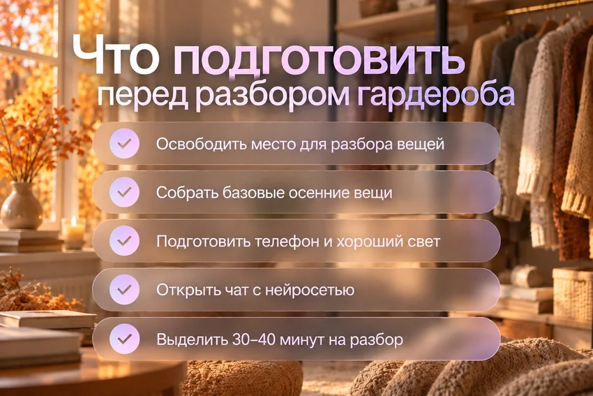 Как собрать капсульный гардероб на осень с помощью нейросети из своей одежды